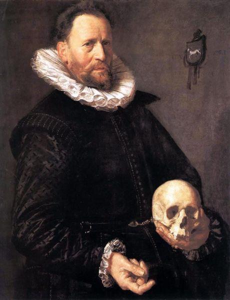 Frans Hals Portrait of a Man Holding a Skull oil painting image